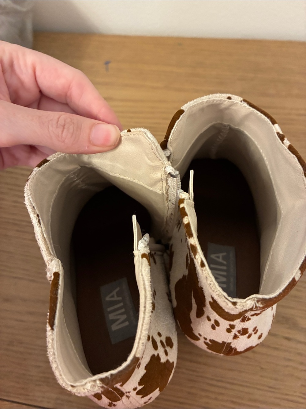 MIA Brown and White Cow-Print Ankle Boots - Picture 11 of 13